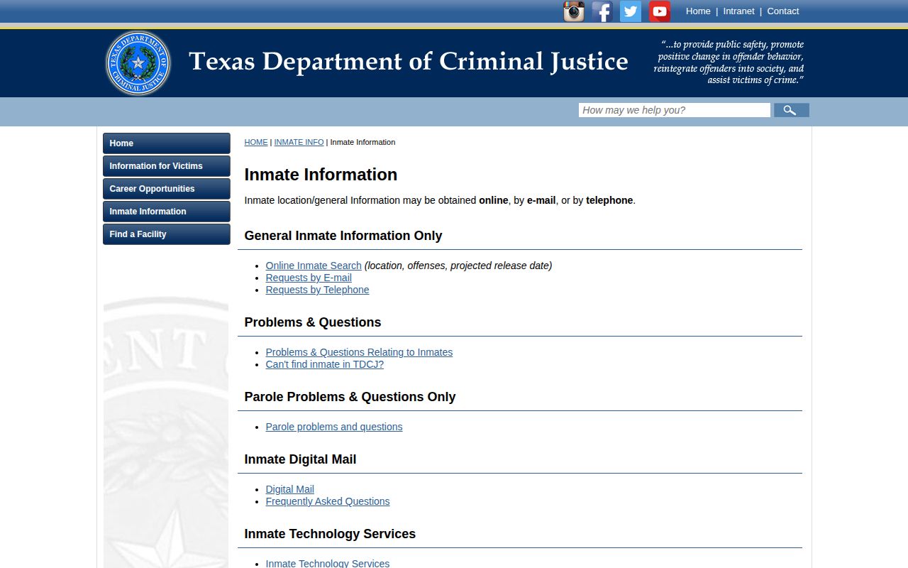 TDCJ search routes for Erath County released inmates